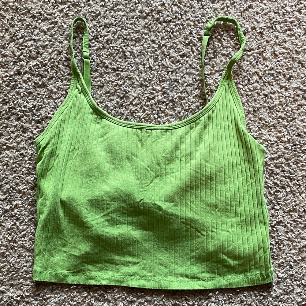 Old Navy Lime Green Ribbed Crop Top (built in bra)